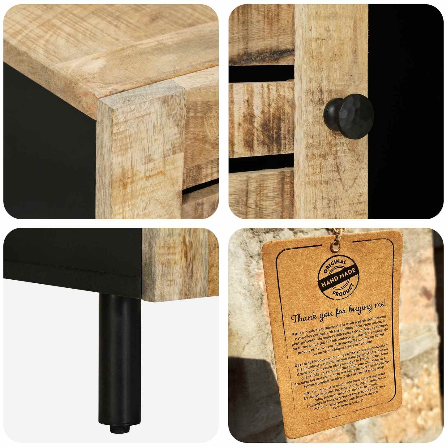 Sofabord Naturfarvet 100 x 54 x 40 cm Massivt mangotræ