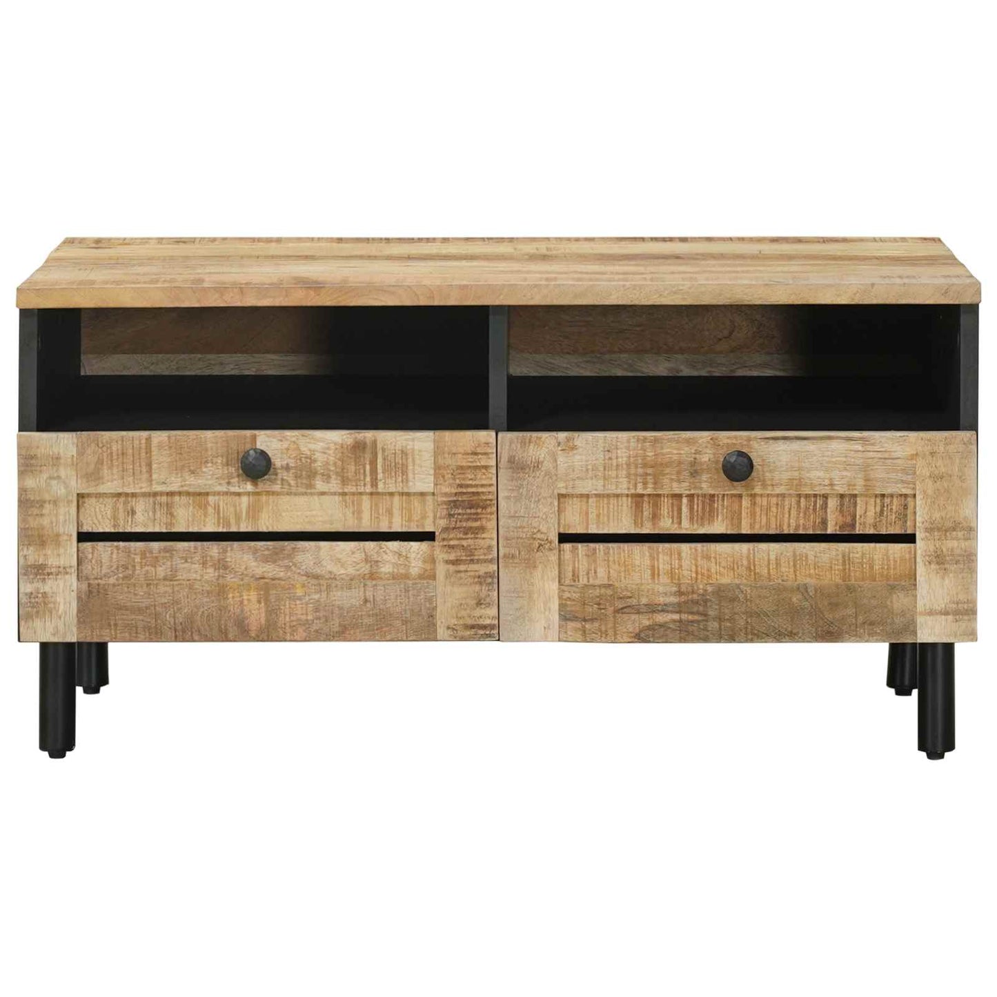Sofabord Brun og sort 80 x 54 x 40 cm Massivt mangotræ