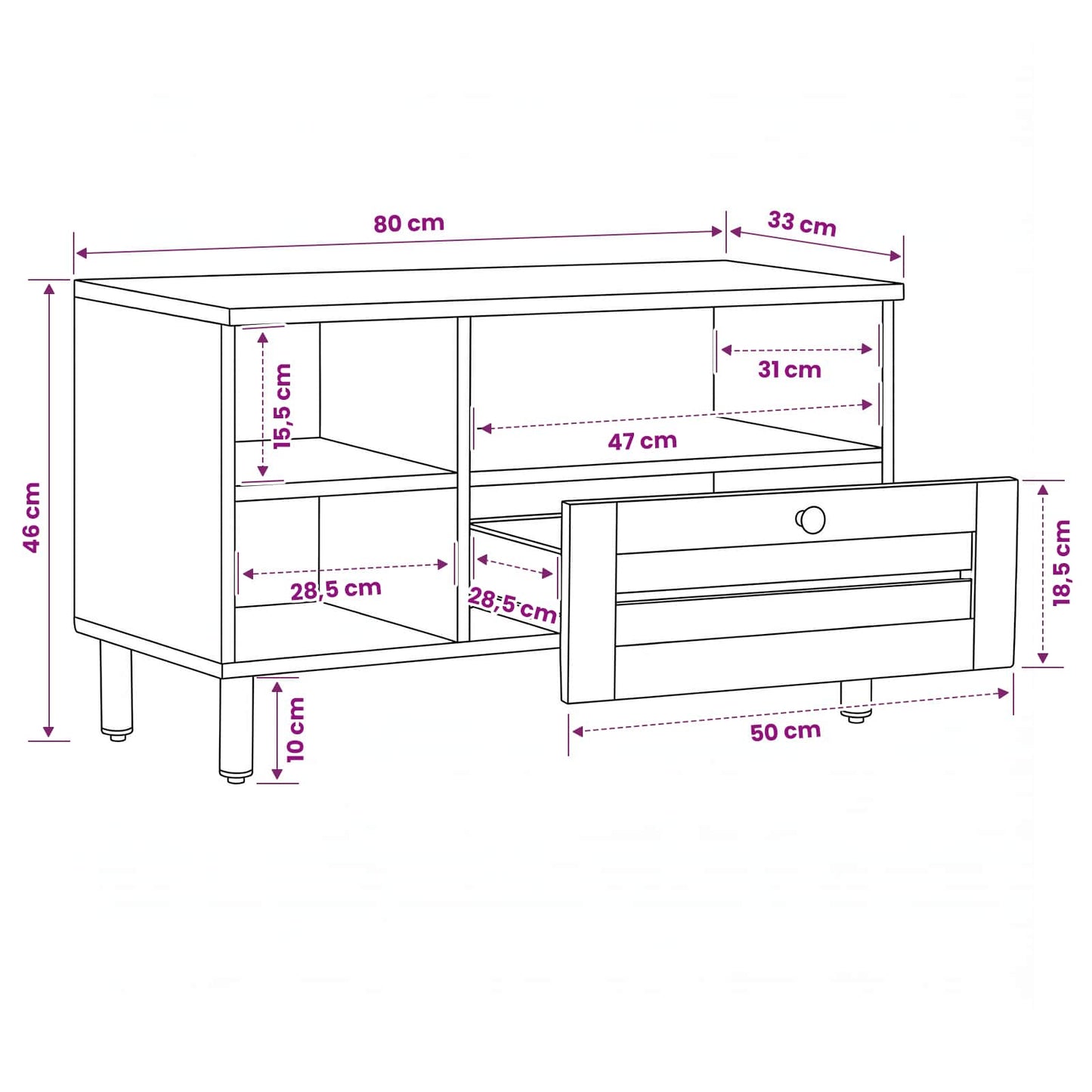 Opbevaringsskabe Brun 80 x 33,5 x 46 cm Massivt mangotræ