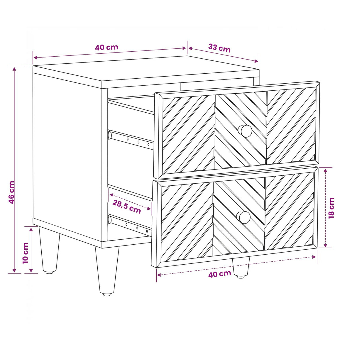 Sengebord 2 stk. Brun 40 x 33,5 x 46 cm Massivt mangotræ