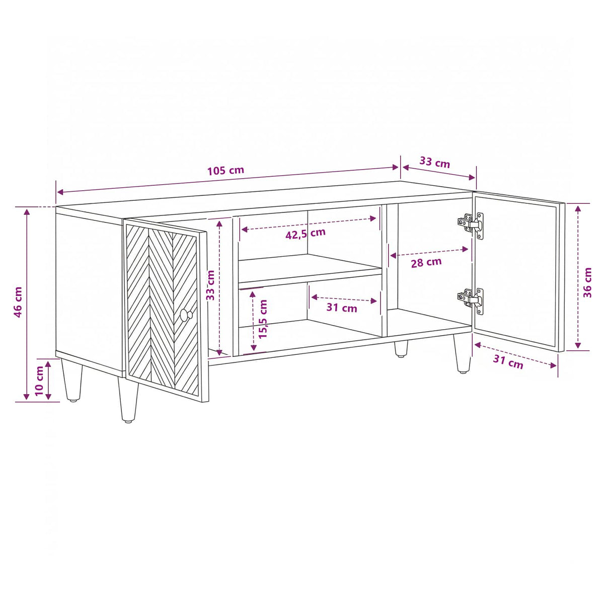 Opbevaringsskabe Brun 105 x 33,5 x 46 cm Massivt mangotræ