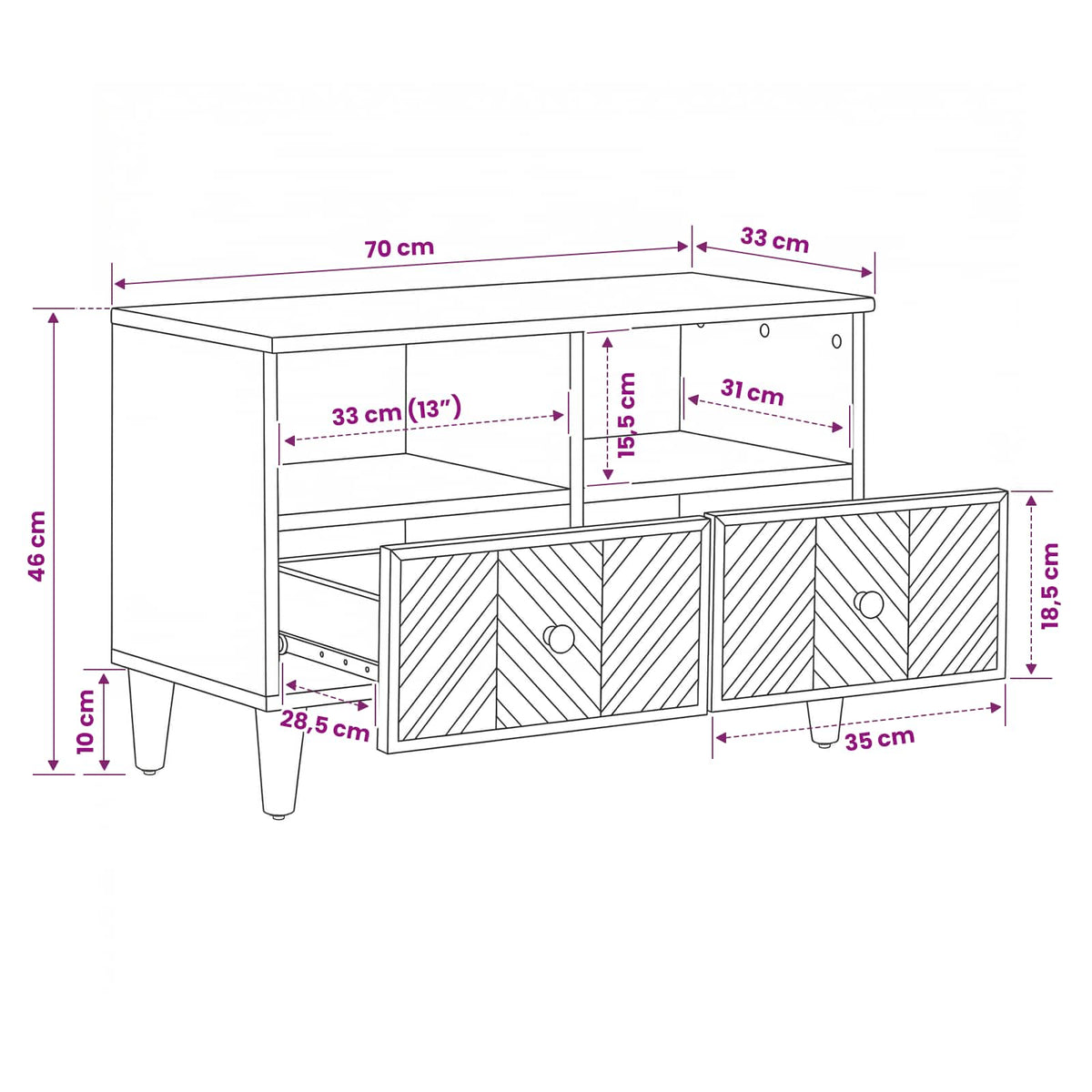 Opbevaringsskabe Brun 70 x 33,5 x 46 cm Massivt mangotræ