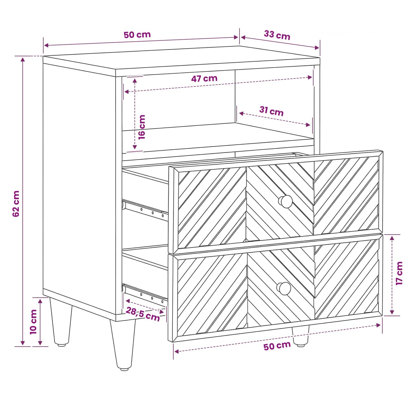Sengebord Brun 50 x 33 x 60 cm Massivt mangotræ