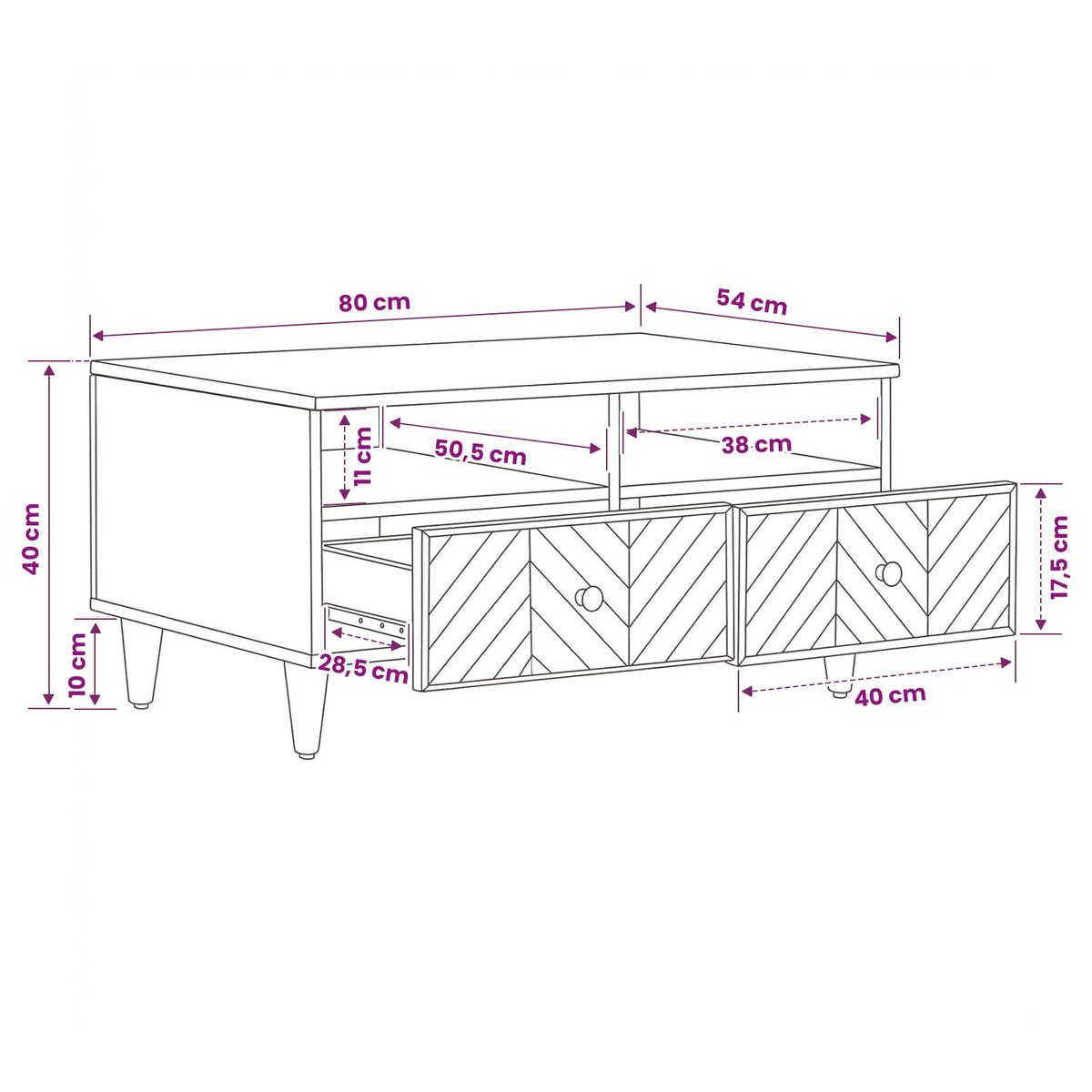 Sofabord Brun 80 x 54 x 40 cm Massivt mangotræ