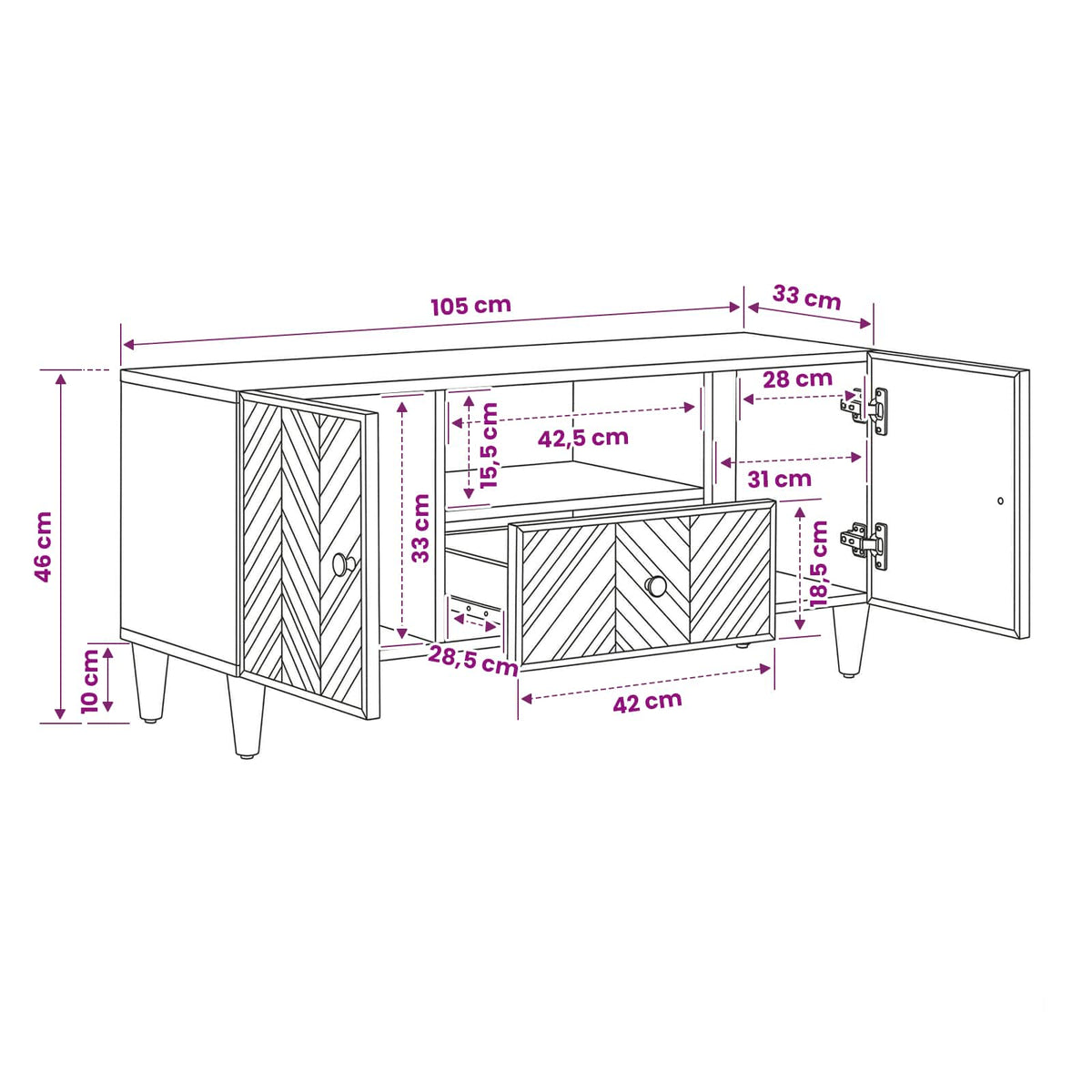 Opbevaringsskabe Brun 105 x 33,5 x 46 cm Massivt mangotræ