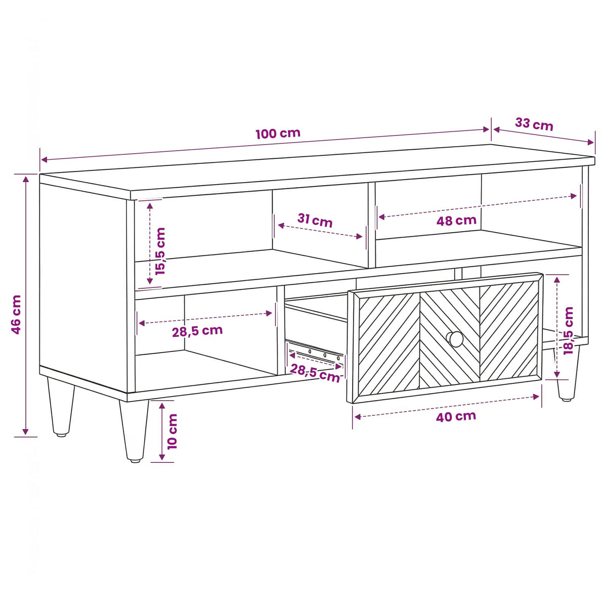 Opbevaringsskabe Brun 100 x 33,5 x 46 cm Massivt mangotræ