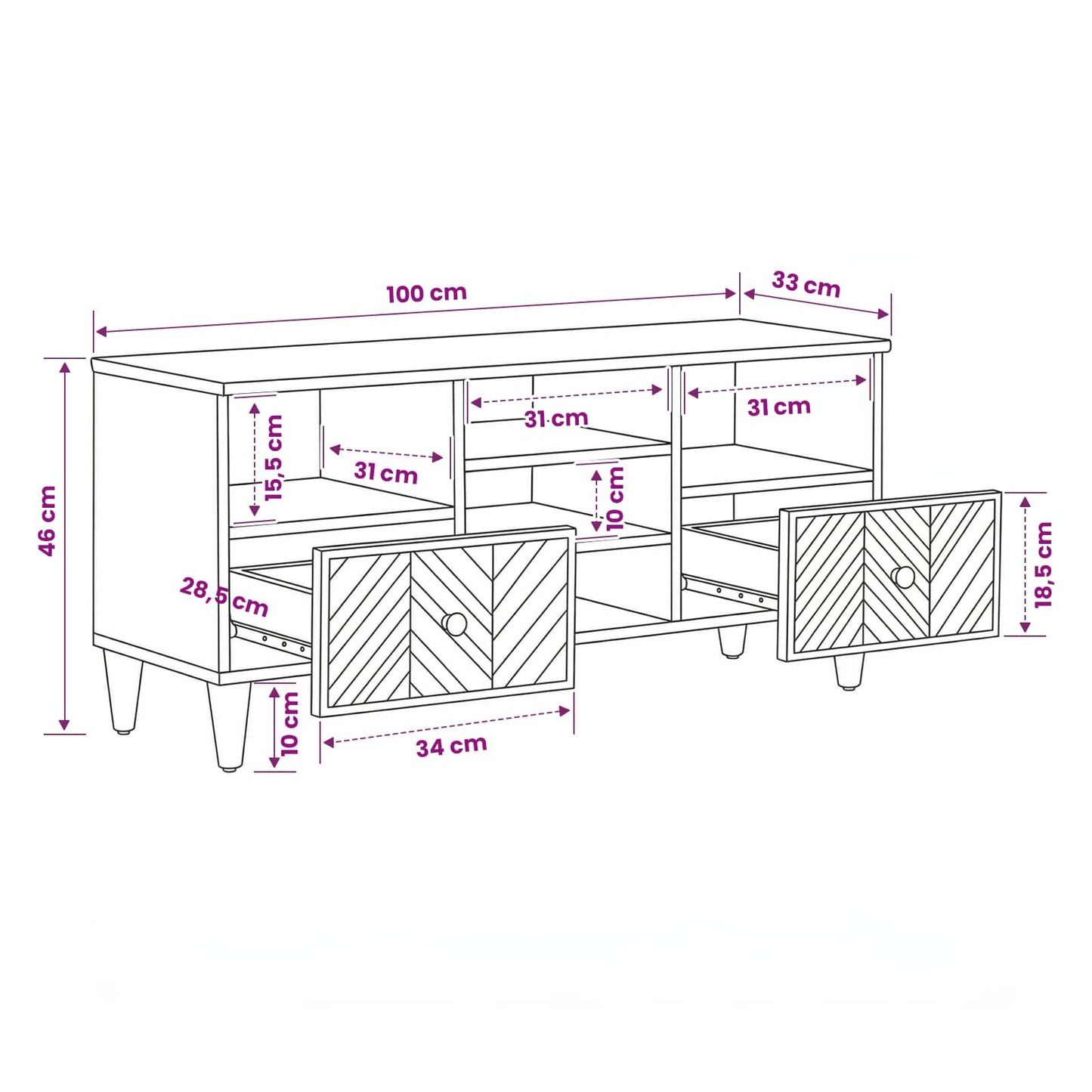 Opbevaringsskabe Brun 100 x 33,5 x 46 cm Massivt mangotræ