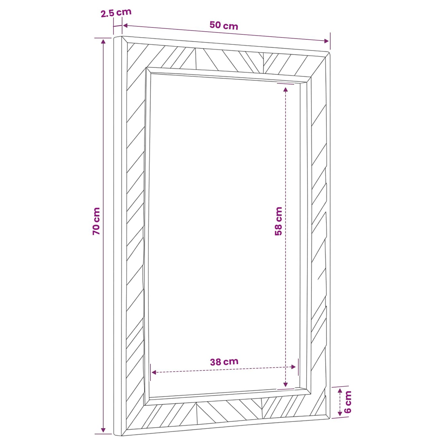 Spejl Brun 70 x 50 x 3 cm Glas