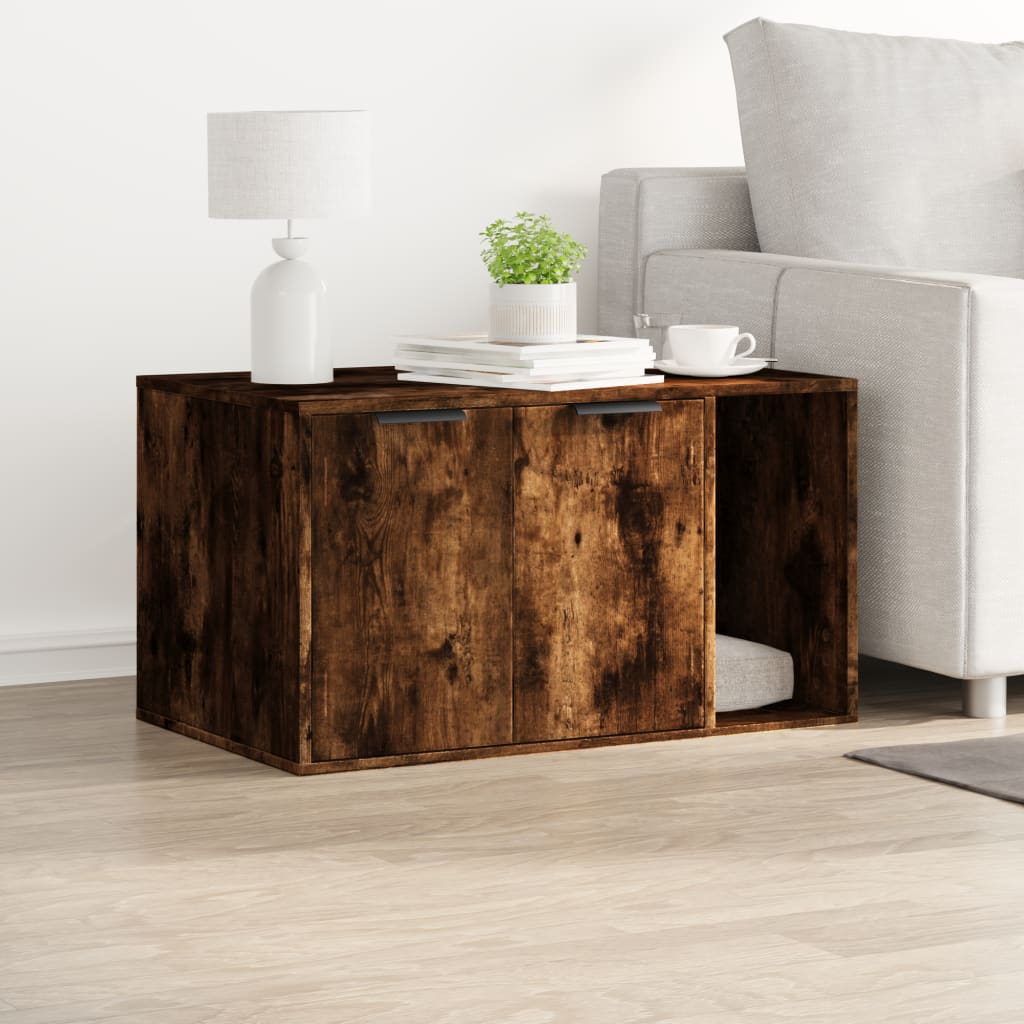 toiletskjuler kattebakke 80x50x45 cm konstrueret træ røget eg