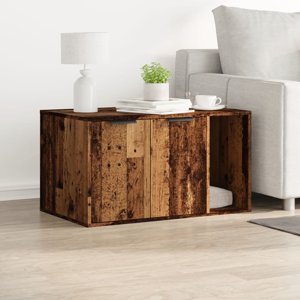 toiletskjuler kattebakke 80x50x45 cm konstrueret træ gammelt eg