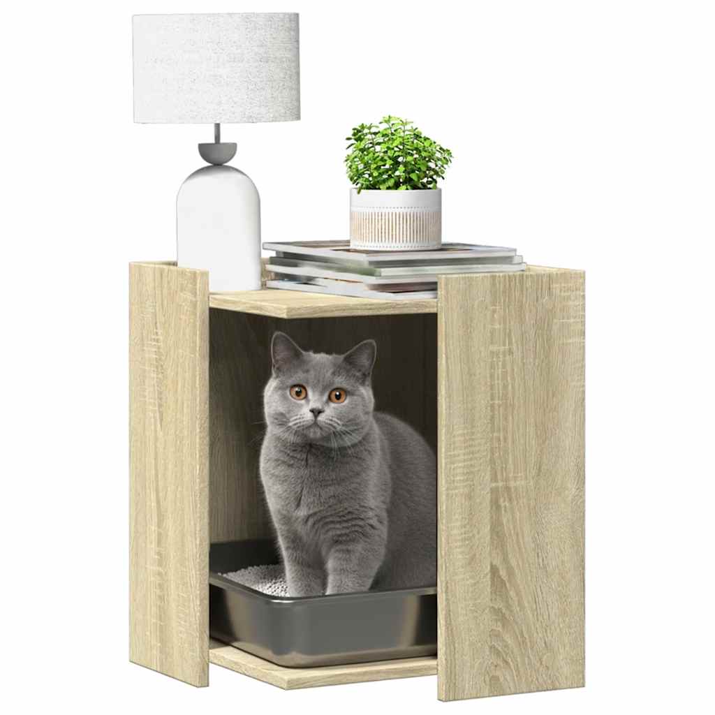 toiletskjuler kattebakke 42x42x51 cm konstrueret træ sonoma-eg