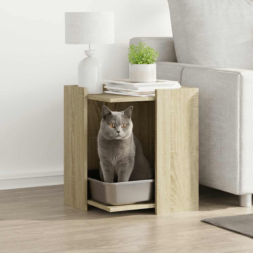 toiletskjuler kattebakke 42x42x51 cm konstrueret træ sonoma-eg
