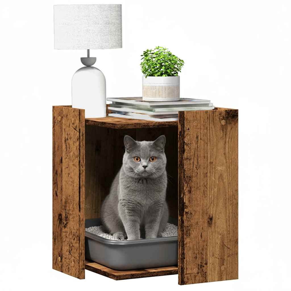 toiletskjuler kattebakke 42x42x51 cm konstrueret træ antikt træ
