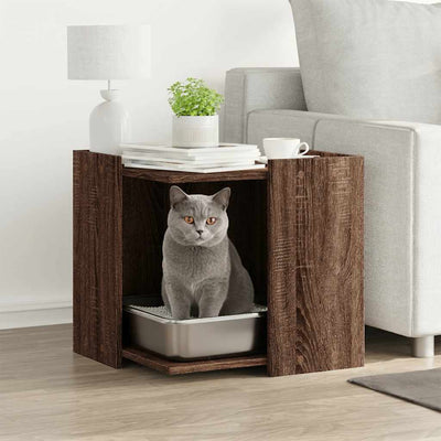 toiletskjuler kattebakke 53x53x51 cm konstrueret træ brunt eg