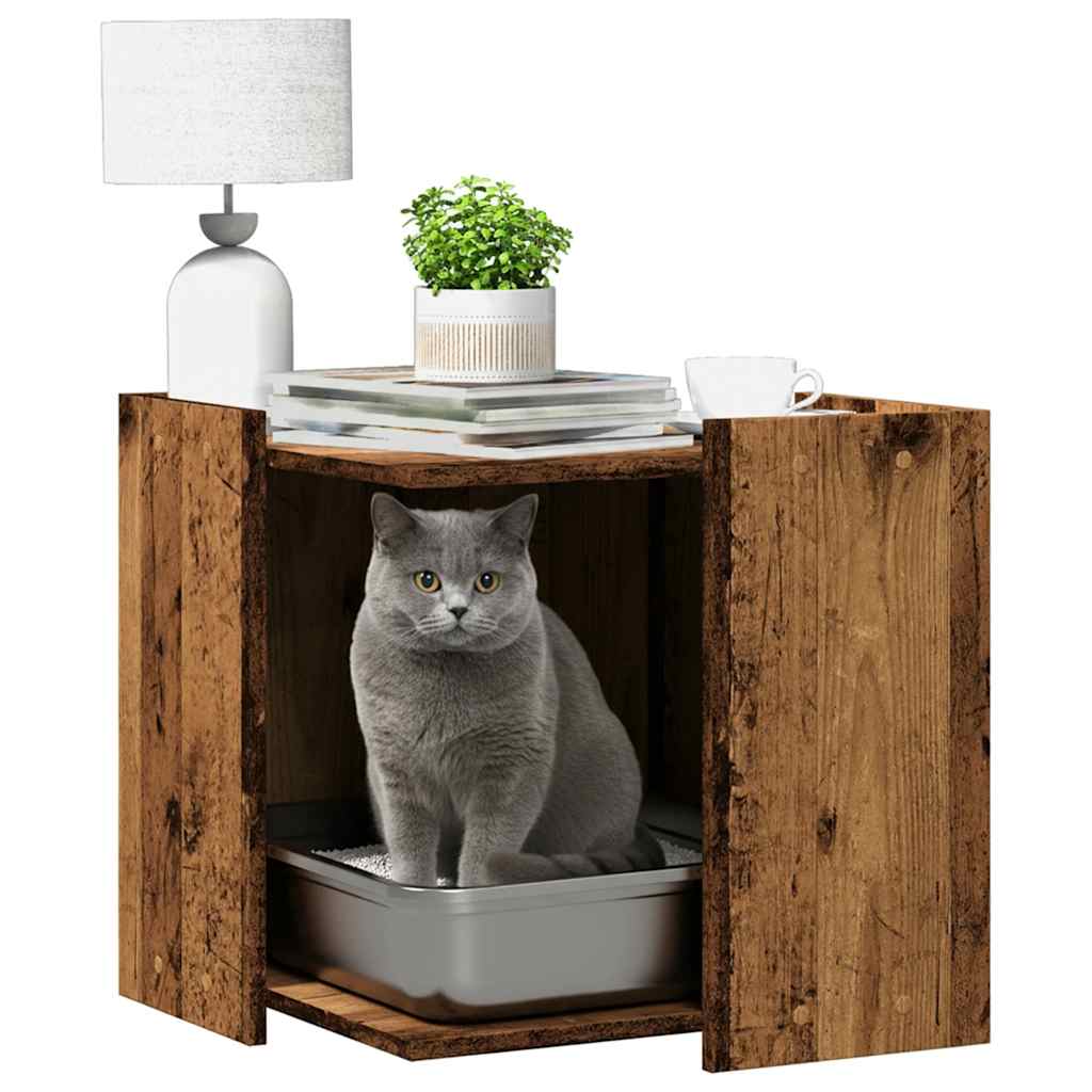 toiletskjuler kattebakke 53x53x51 cm konstrueret træ antikt træ