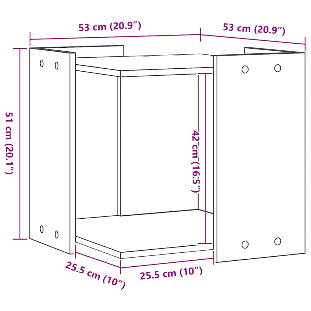toiletskjuler kattebakke 53x53x51 cm konstrueret træ kunsteg