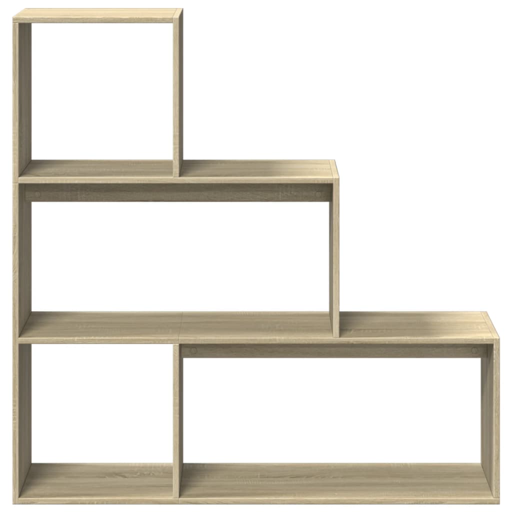 bogreol/rumdeler 123x29x123 cm 3 niveauer konstrueret træ