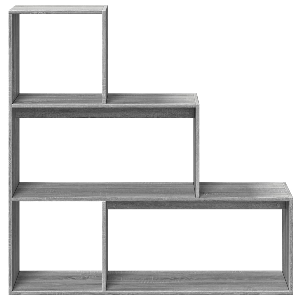 bogreol/rumdeler 123x29x123 cm 3 niveauer konstrueret træ