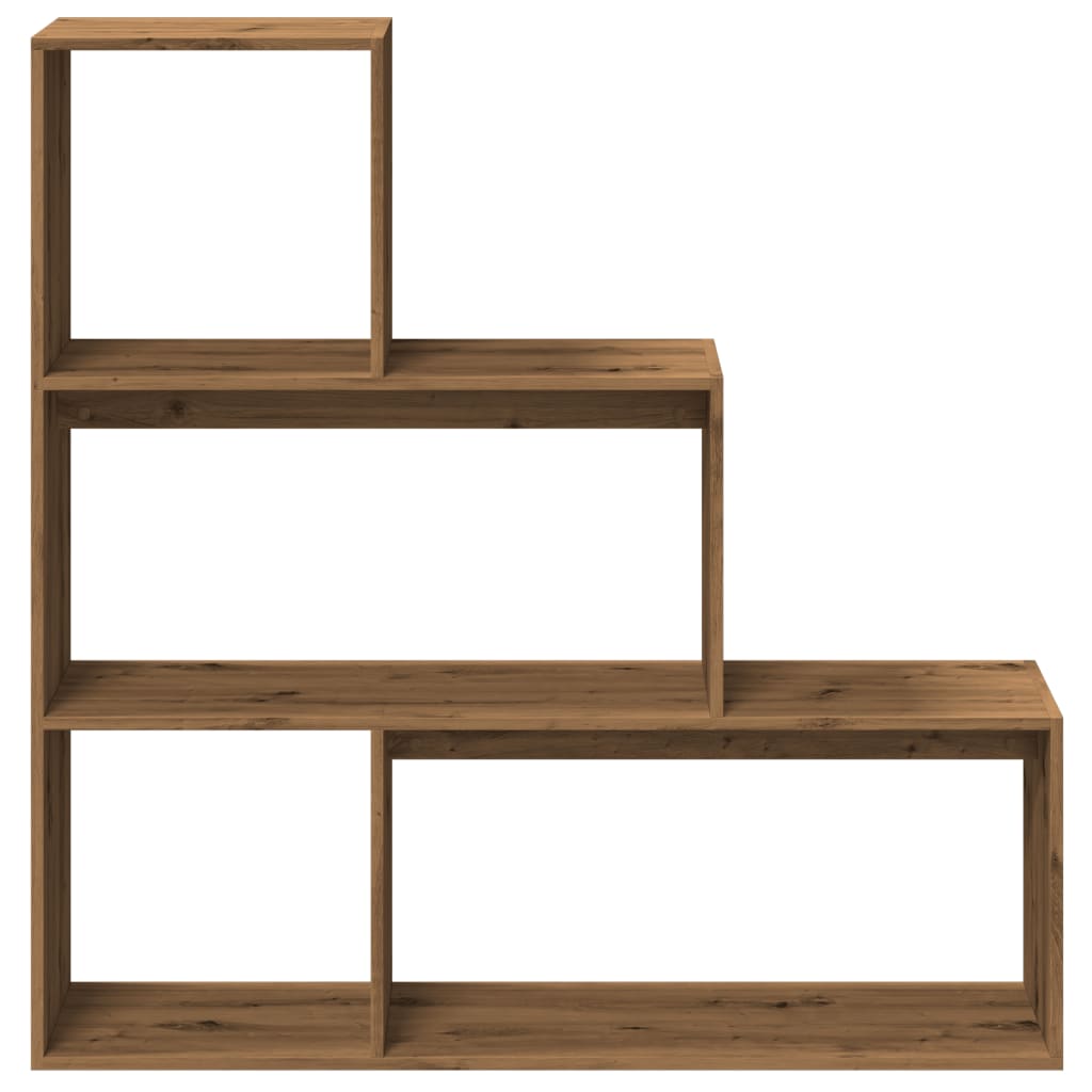 bogreol/rumdeler 123x29x123cm 3niveauer konstrueret træ kunsteg