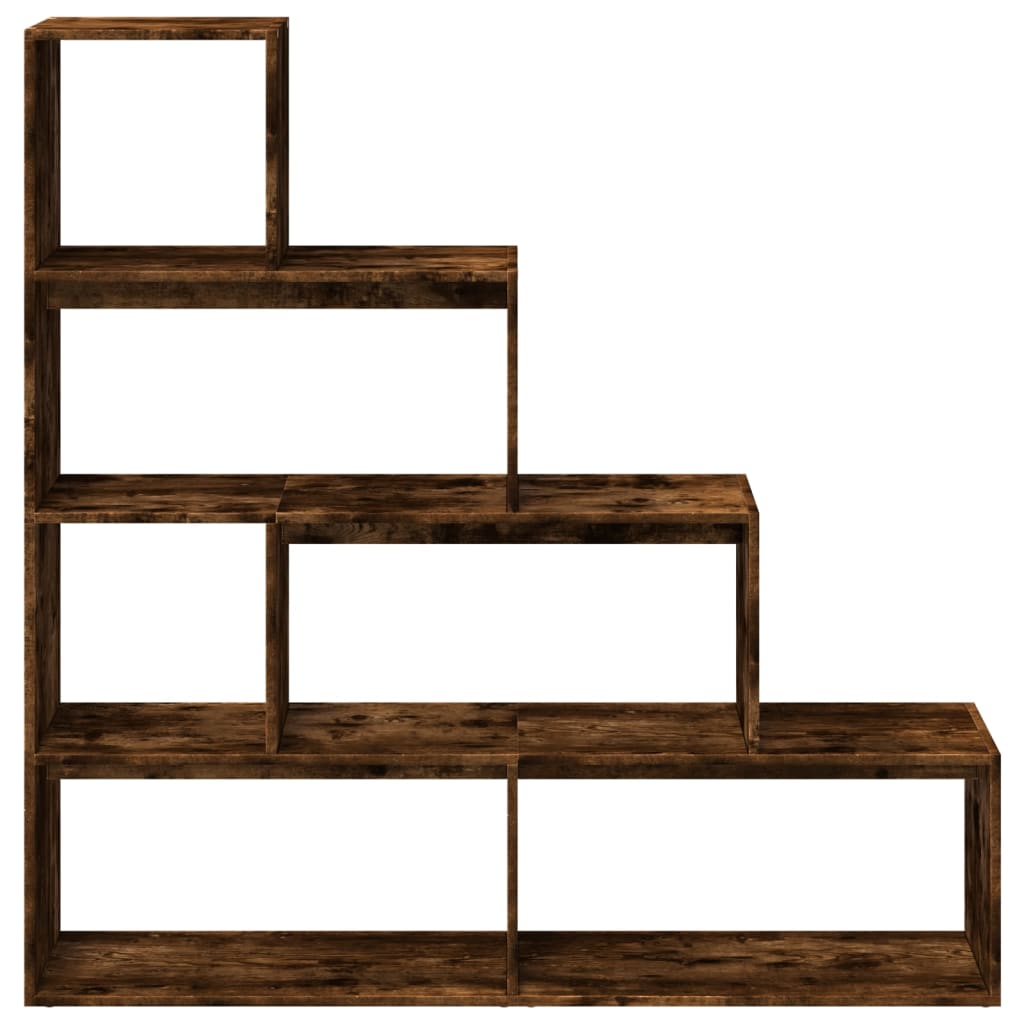 bogreol/rumdeler 143,5x29x143,5 cm konstrueret træ røget eg