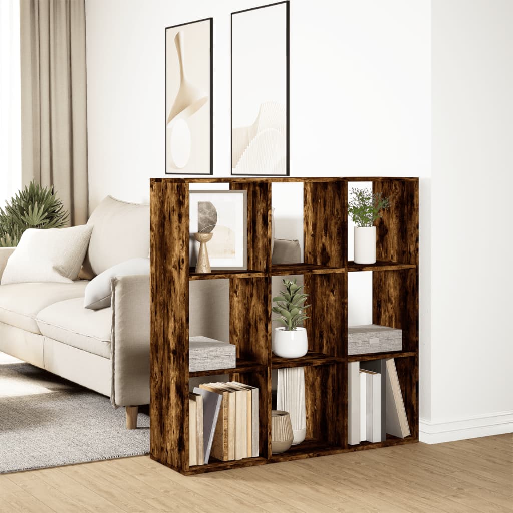 bogreol/rumdeler 102x29x103,5 cm konstrueret træ røget eg