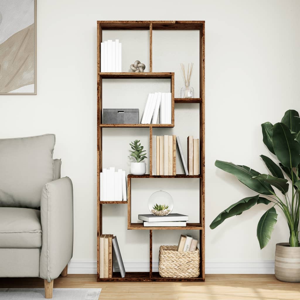 bogreol/rumdeler 67x25x161,5 cm konstrueret træ antikt træ