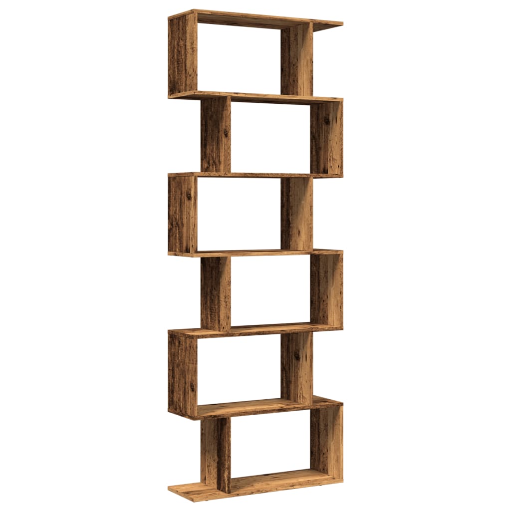 bogreol/rumdeler 70x24x193 cm 6 niveauer konstrueret træ