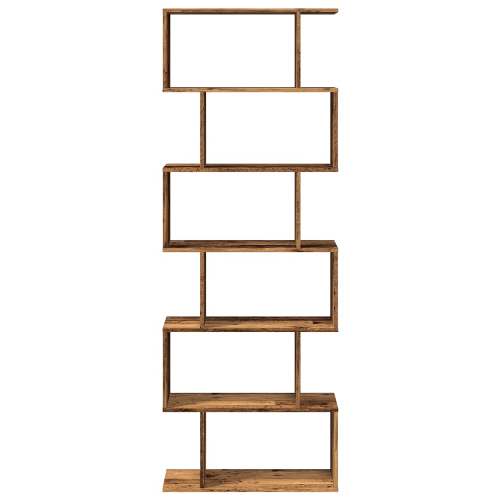 bogreol/rumdeler 70x24x193 cm 6 niveauer konstrueret træ