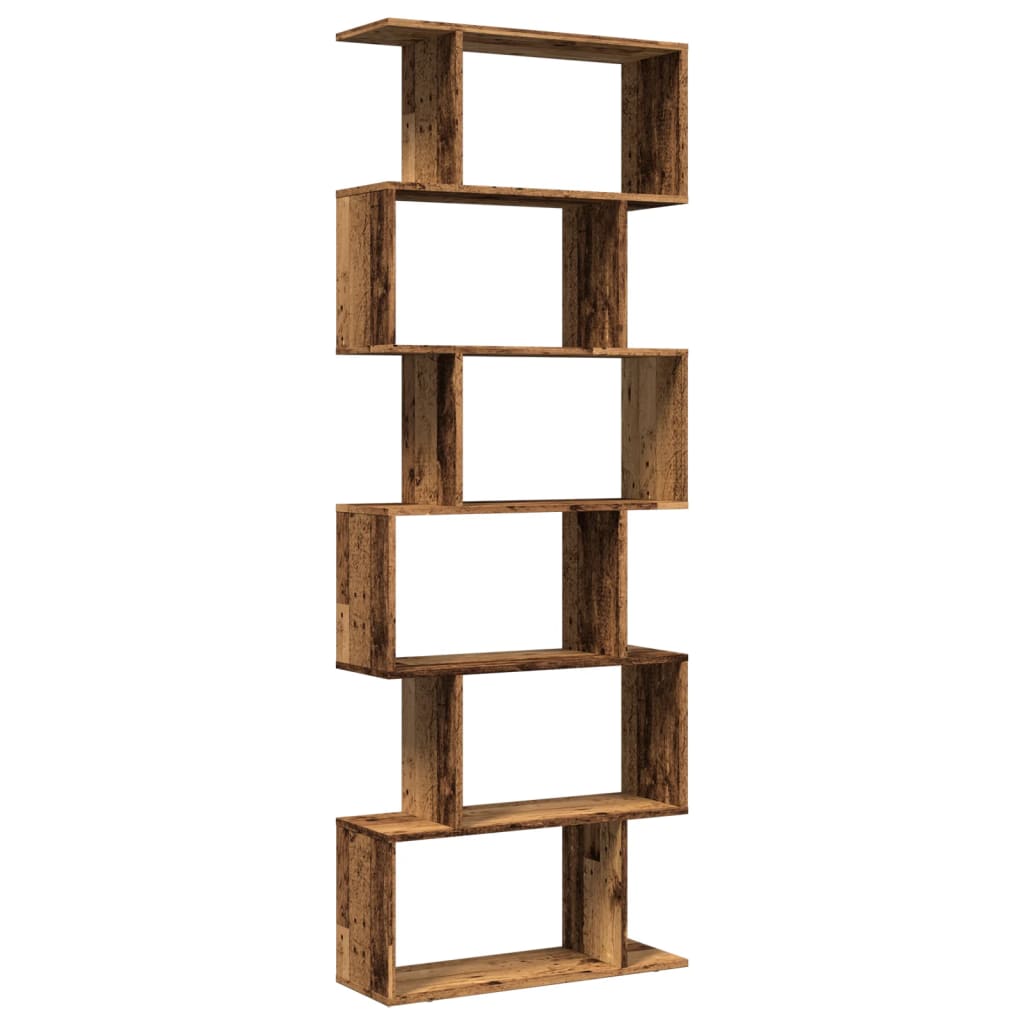 bogreol/rumdeler 70x24x193 cm 6 niveauer konstrueret træ