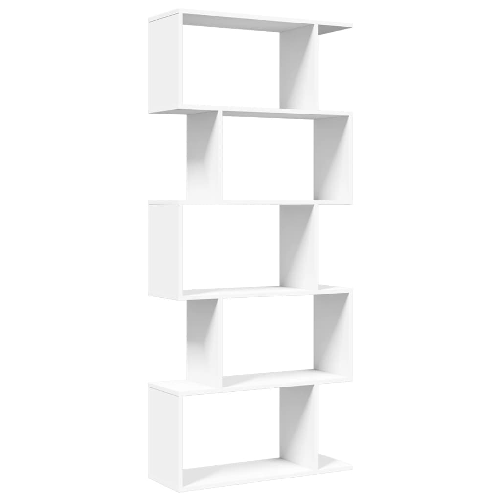 rumdelerreol 5-lags hvid 70x24x161 cm konstrueret træ