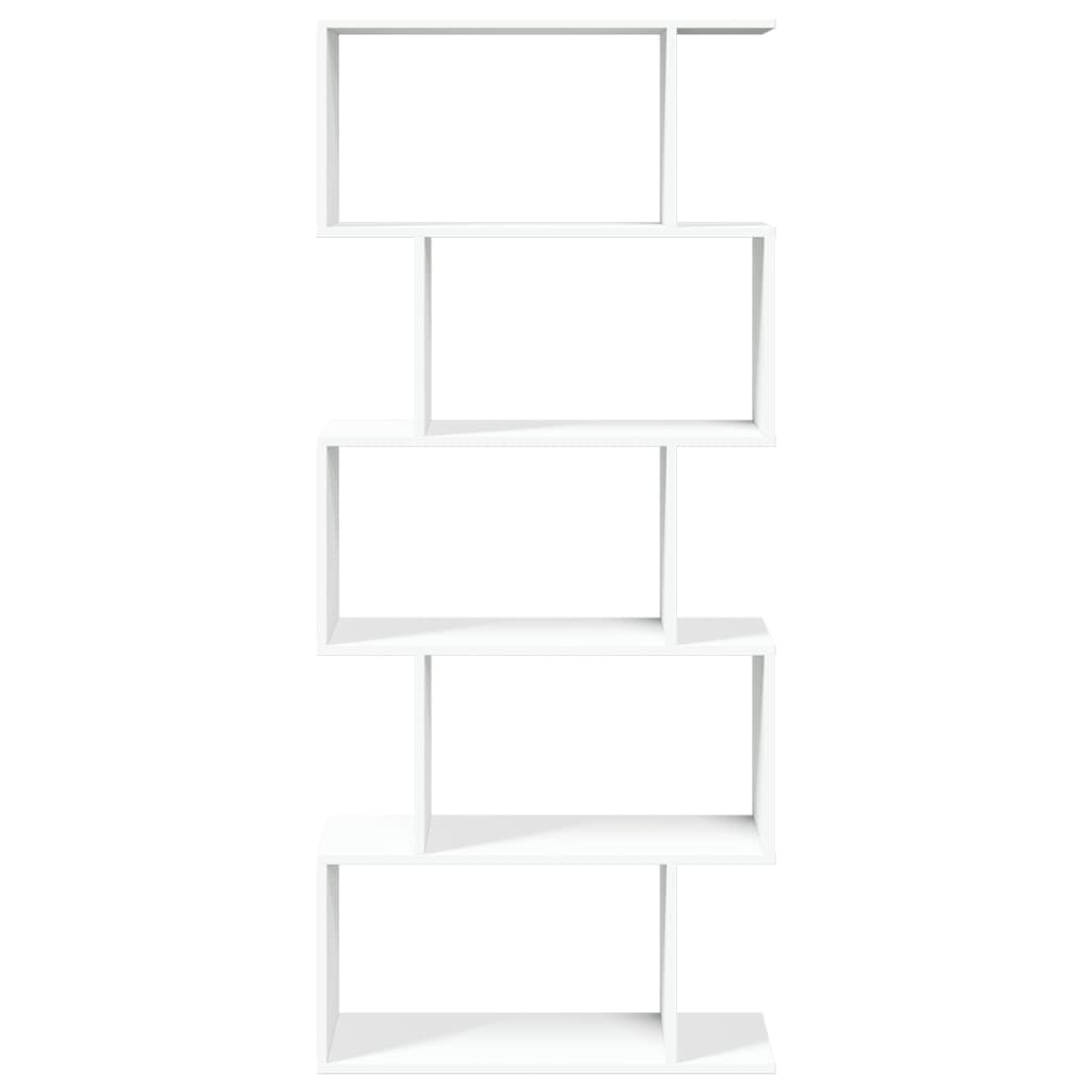 rumdelerreol 5-lags hvid 70x24x161 cm konstrueret træ
