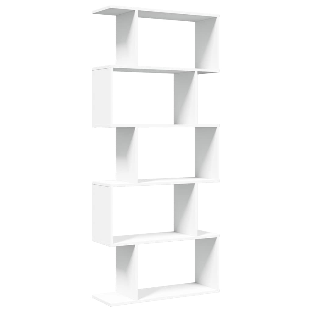rumdelerreol 5-lags hvid 70x24x161 cm konstrueret træ
