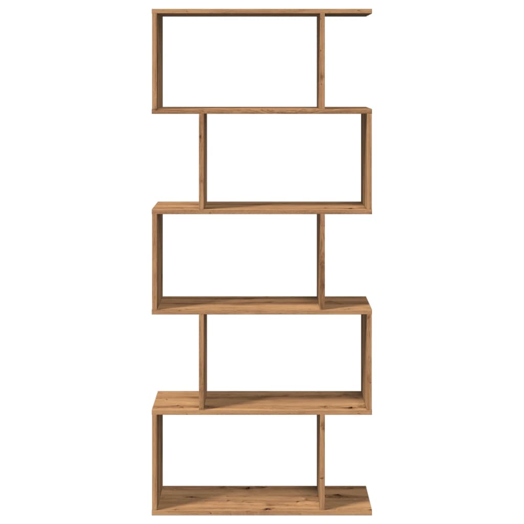bogreol/rumdeler 70x24x161cm 5 niveauer konstrueret træ kunsteg