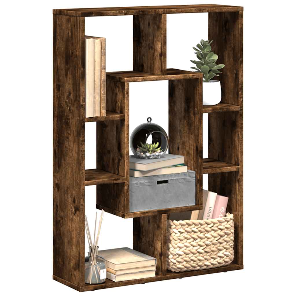 bogreol 63x20x90 cm konstrueret træ røget egetræsfarve