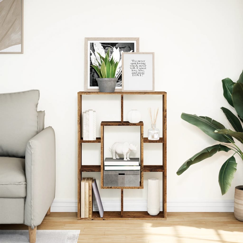 bogreol 63x20x90 cm konstrueret træ antikt træ