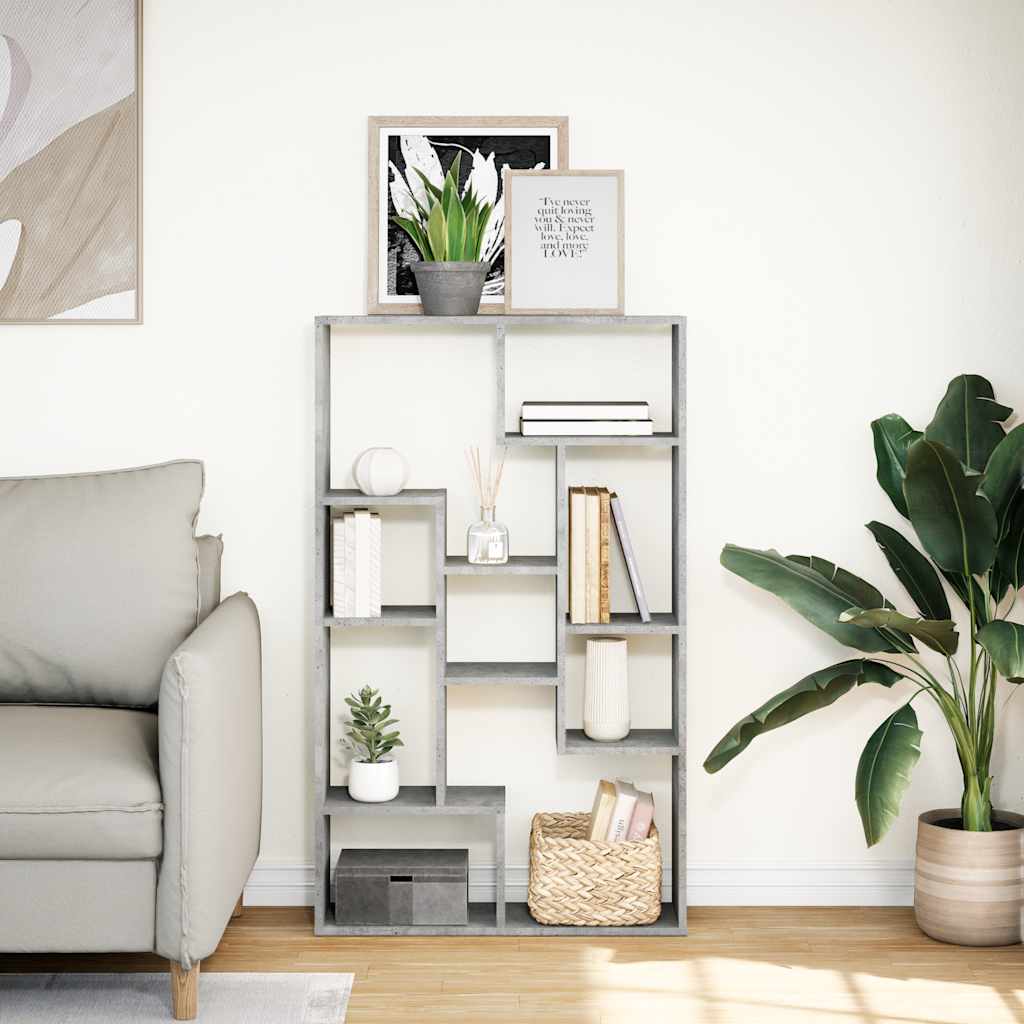 bogreol 72x20x120,5 cm konstrueret træ betongrå