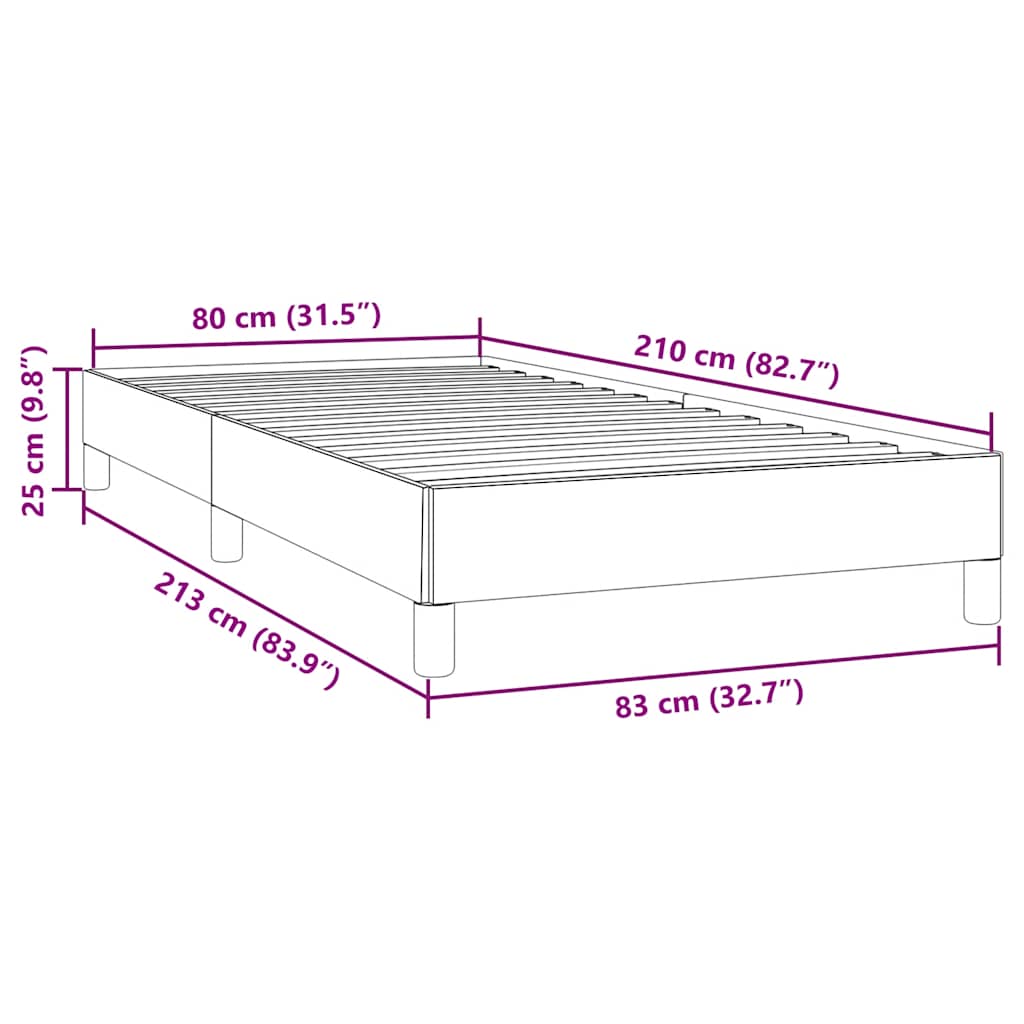 sengeramme uden madras 80x210 cm fløjl lysegrå