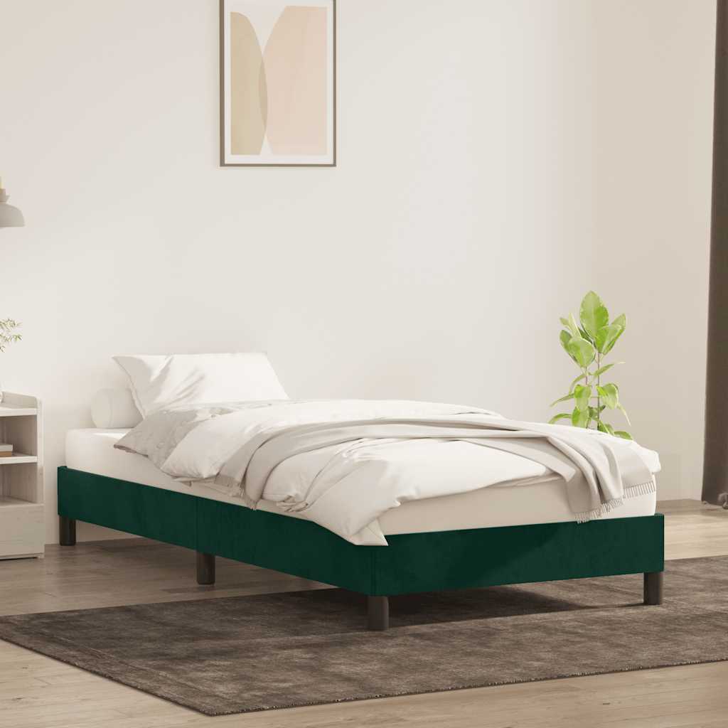 sengeramme uden madras 90x210 cm fløjl mørkegrøn