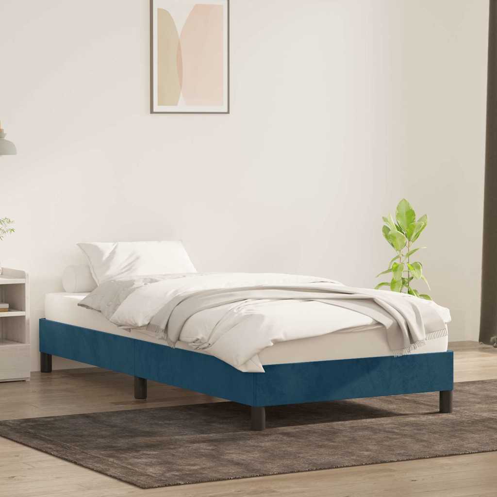sengeramme uden madras 90x210 cm fløjl mørkeblå