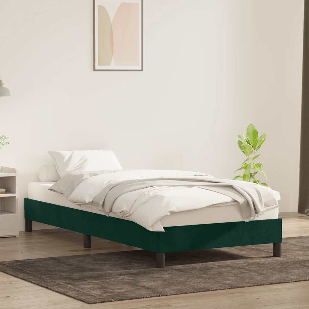 sengeramme uden madras 100x210 cm fløjl mørkegrøn