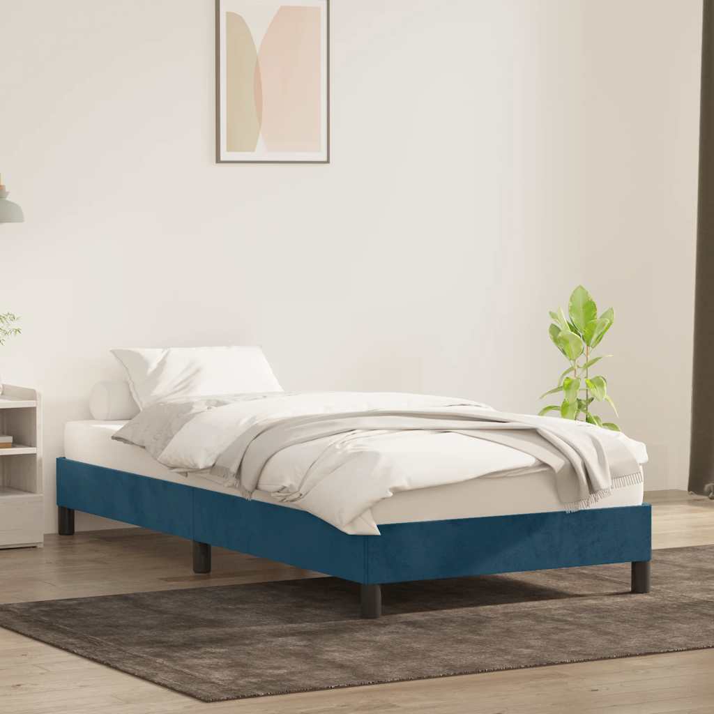 sengeramme uden madras 100x210 cm fløjl mørkeblå