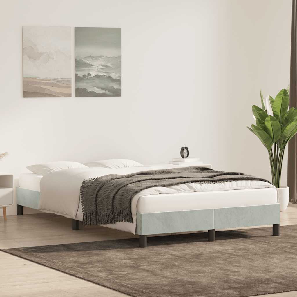 sengeramme uden madras 120x210 cm fløjl enkeltseng lysegrå