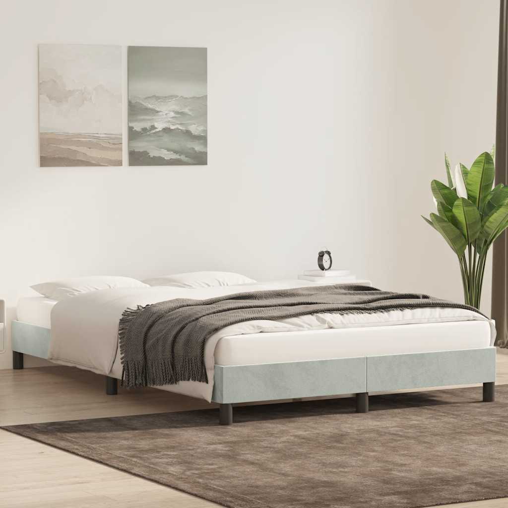 Sengeramme uden madras 140x210 cm fløjl lysegrå