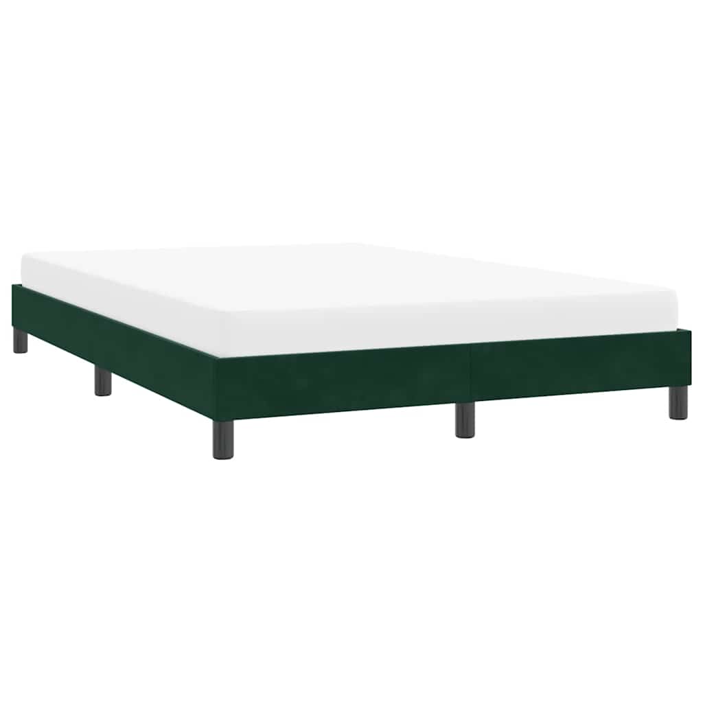 Sengeramme uden madras 140x210 cm fløjl mørkegrøn