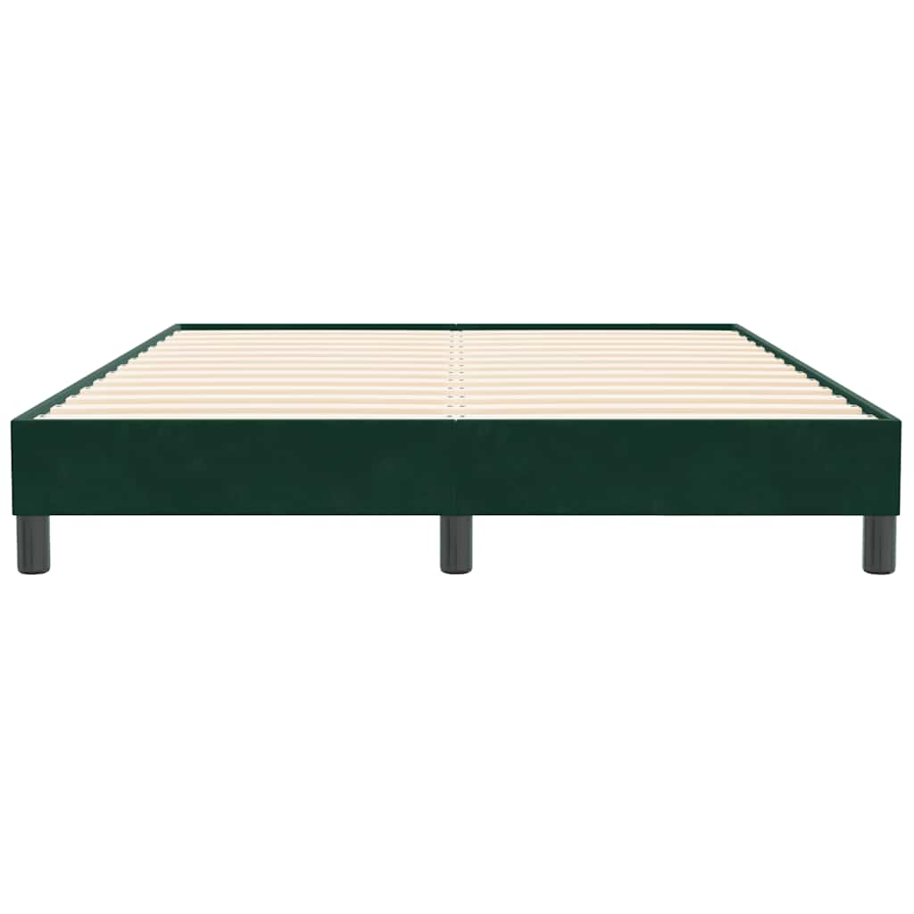 Sengeramme uden madras 140x210 cm fløjl mørkegrøn