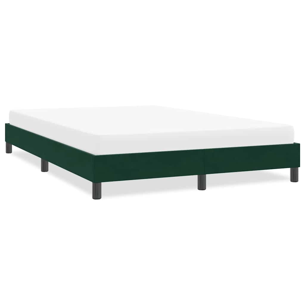 Sengeramme uden madras 140x210 cm fløjl mørkegrøn