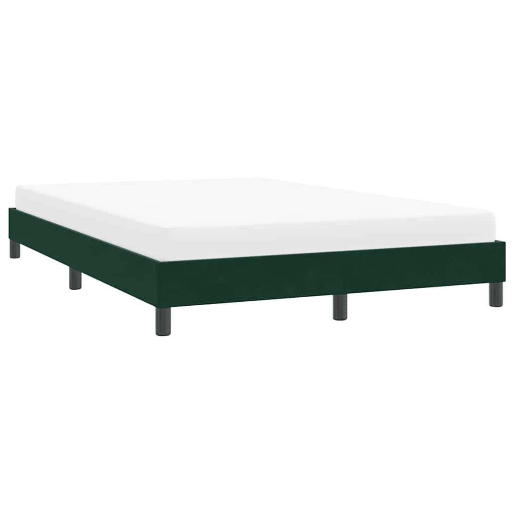Sengeramme uden madras 160x210 cm fløjl mørkegrøn