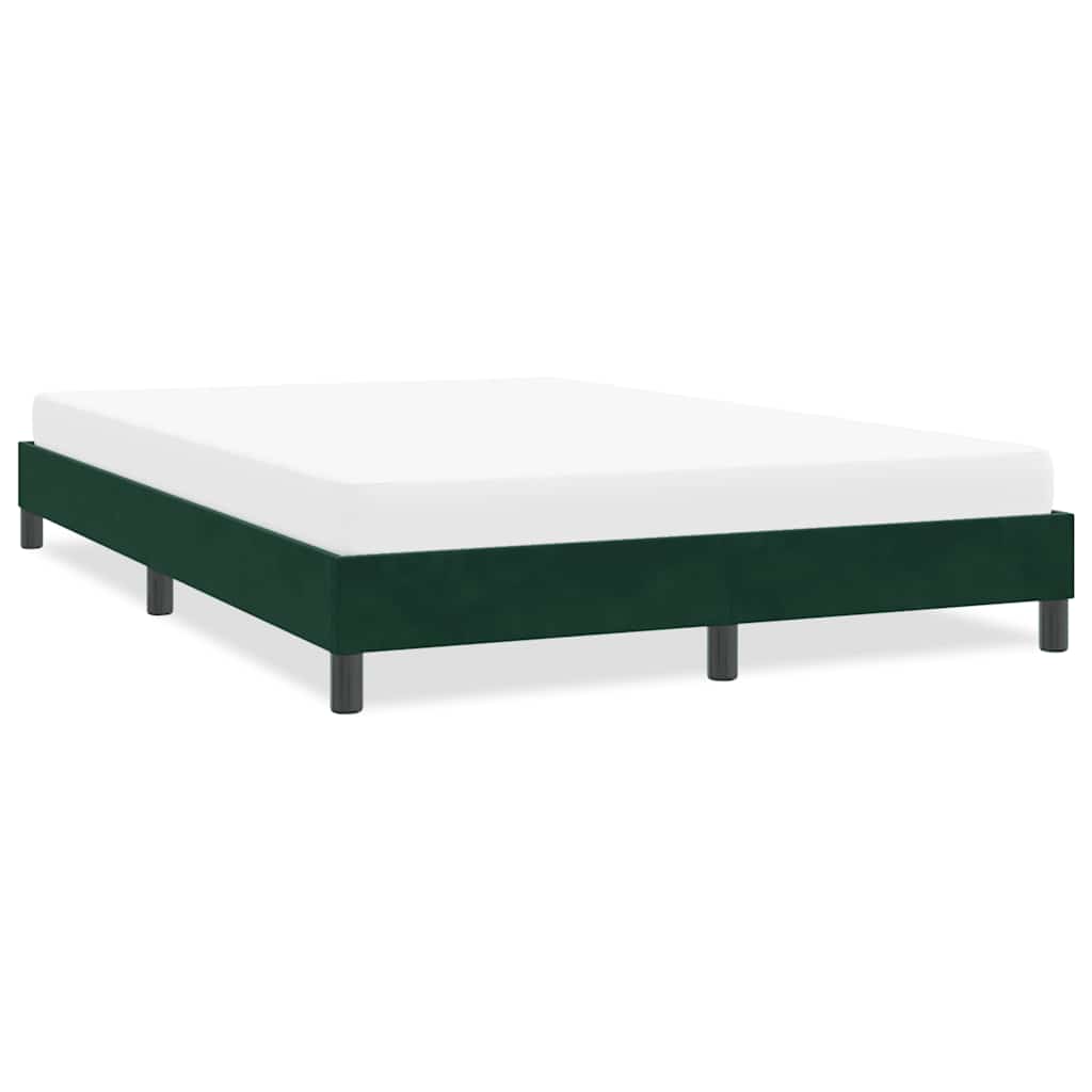 Sengeramme uden madras 160x210 cm fløjl mørkegrøn