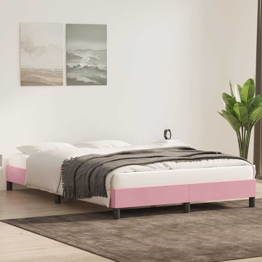 sengeramme uden madras 160x210 cm fløjl lyserød