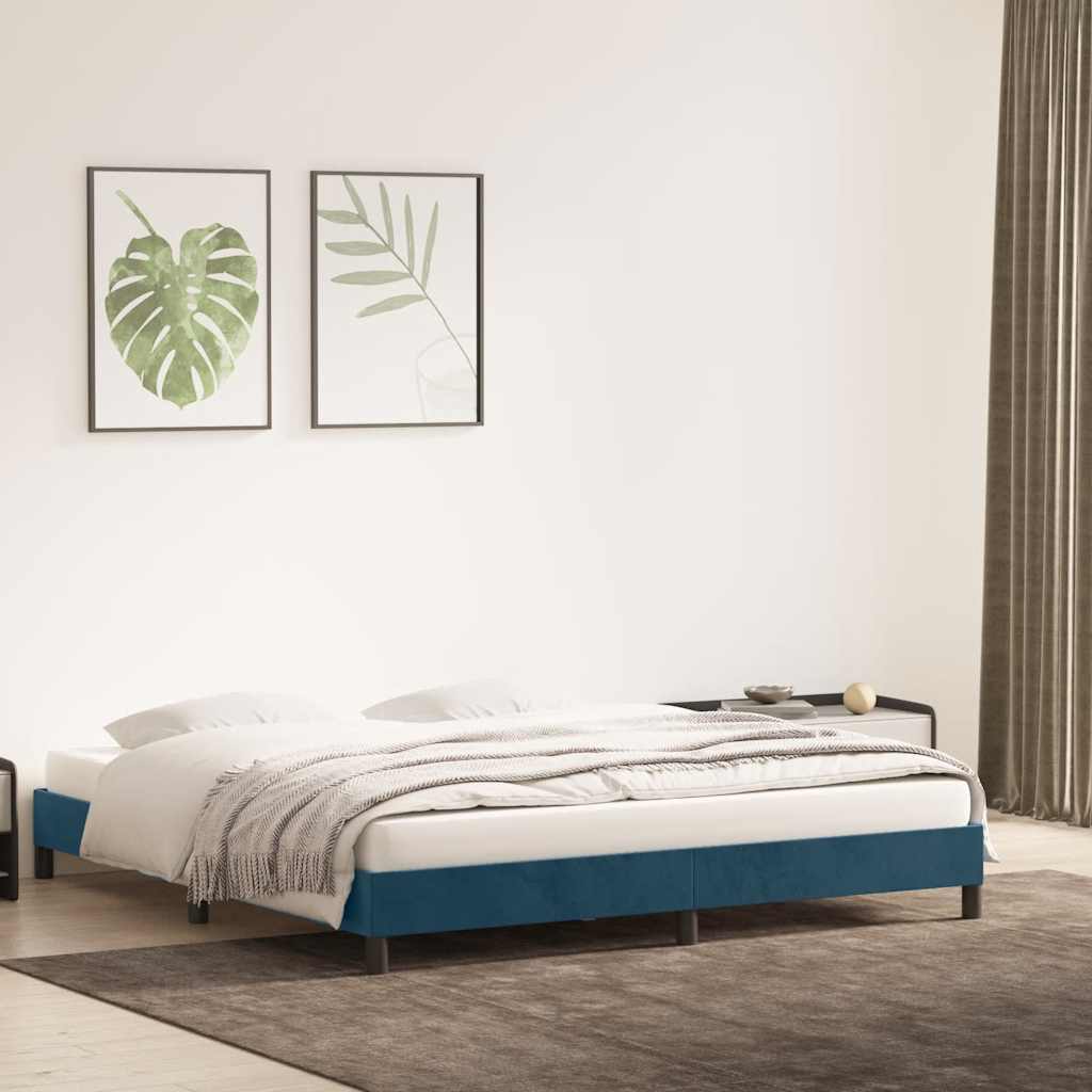 sengeramme uden madras 180x210 cm fløjl mørkeblå